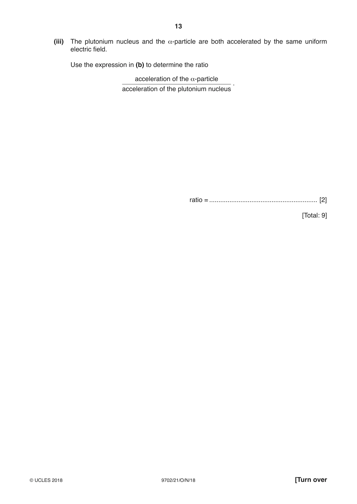 Cambridge A Level Physics 9702 2018 Oct/Nov Paper 2 · Variant 1 question paper, page 13 of 16