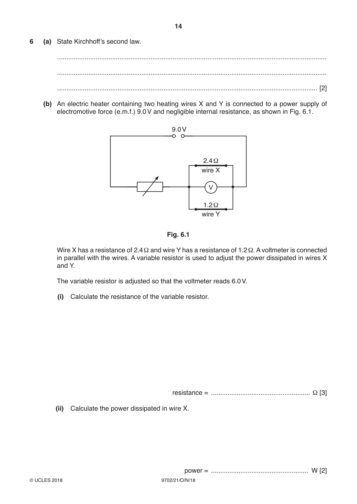 Cambridge A Level Physics 9702 2018 Oct/Nov Paper 2 · Variant 1 question paper, page 14 of 16