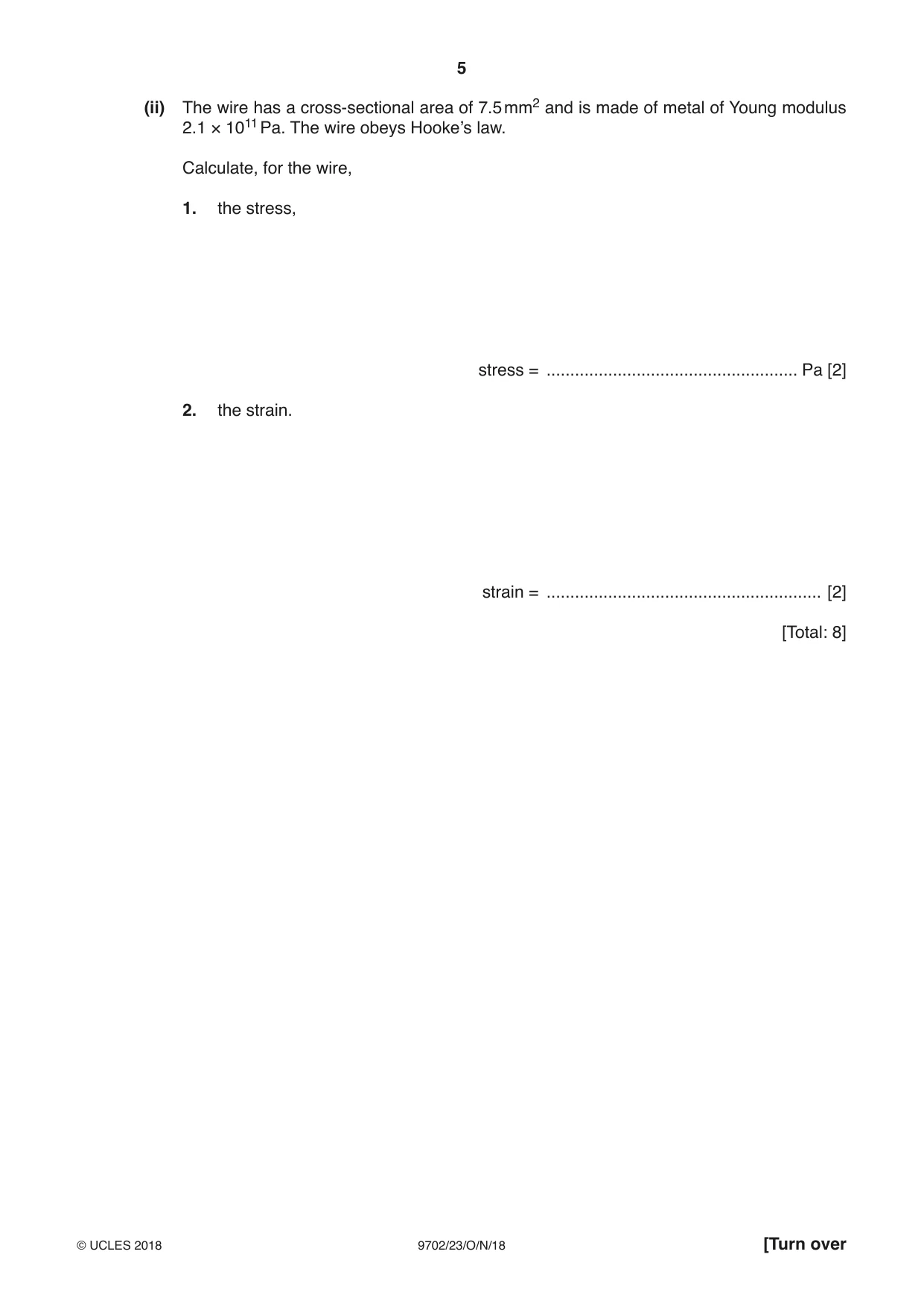 Cambridge A Level Physics 9702 2018 Oct/Nov Paper 2 · Variant 3 question paper, page 5 of 16