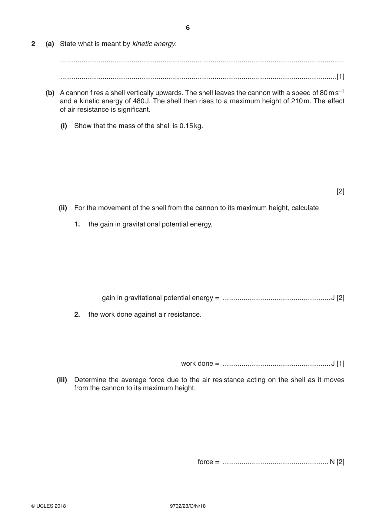 Cambridge A Level Physics 9702 2018 Oct/Nov Paper 2 · Variant 3 question paper, page 6 of 16
