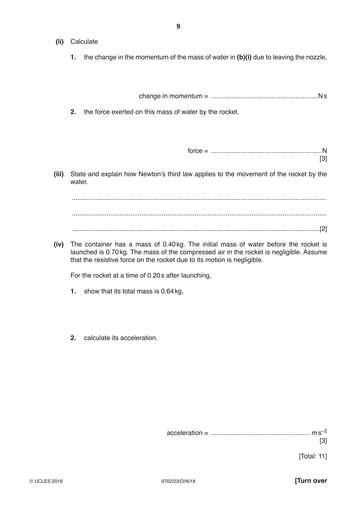 Cambridge A Level Physics 9702 2018 Oct/Nov Paper 2 · Variant 3 question paper, page 9 of 16
