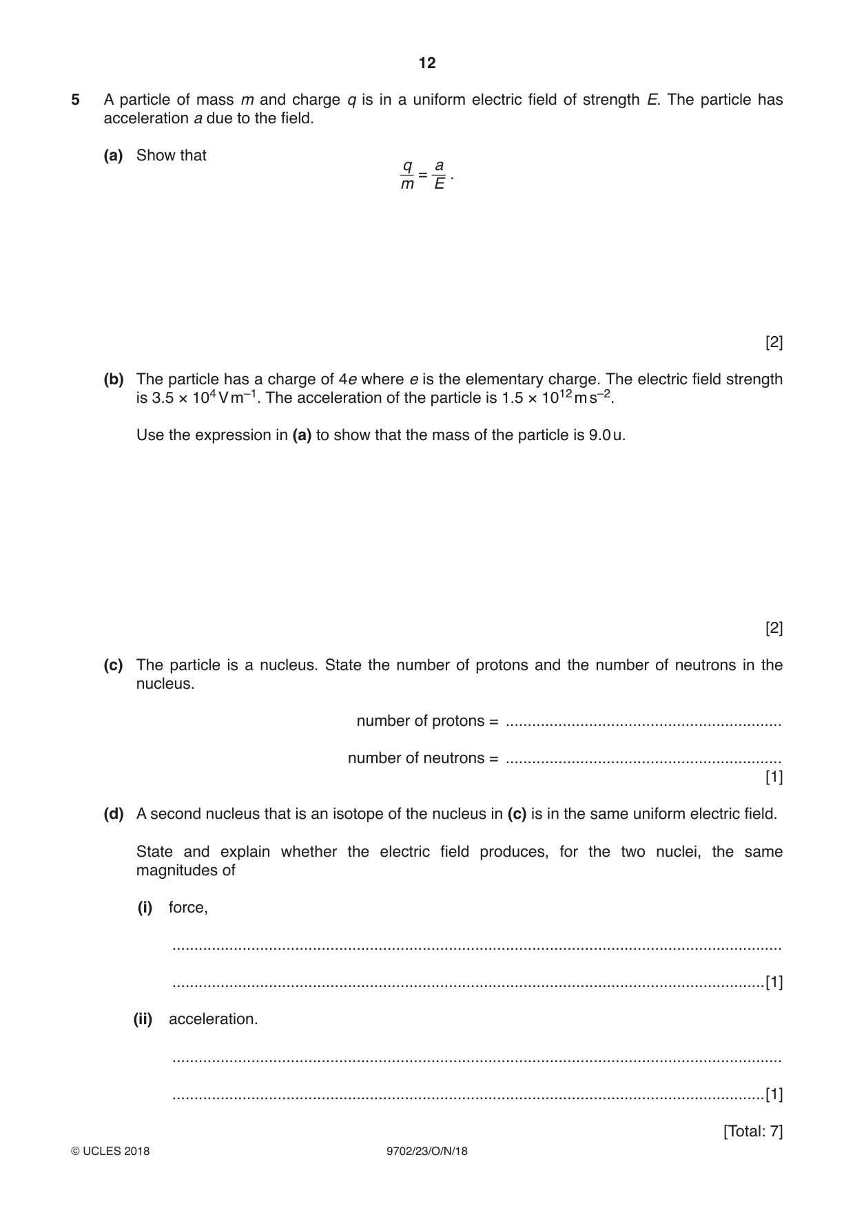 Cambridge A Level Physics 9702 2018 Oct/Nov Paper 2 · Variant 3 question paper, page 12 of 16