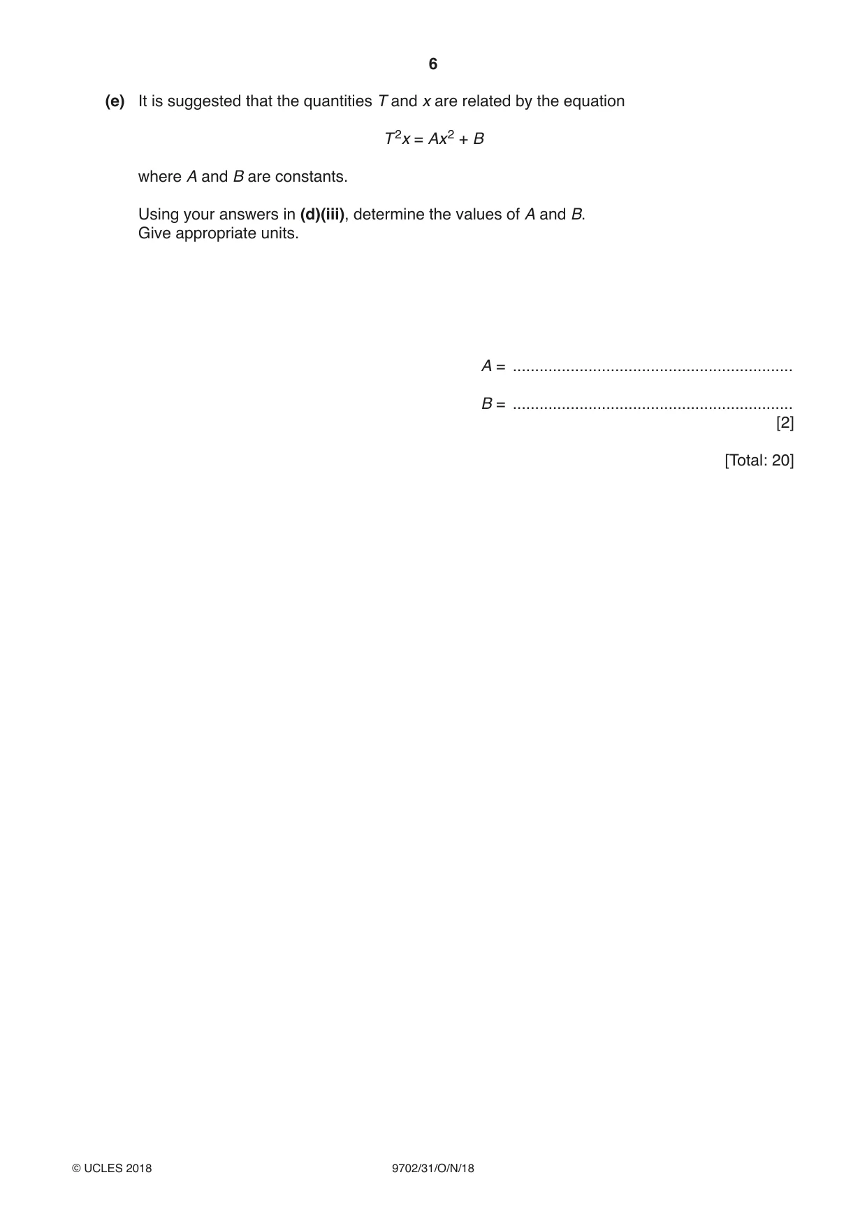 Cambridge A Level Physics 9702 2018 Oct/Nov Paper 3 · Variant 1 question paper, page 6 of 12
