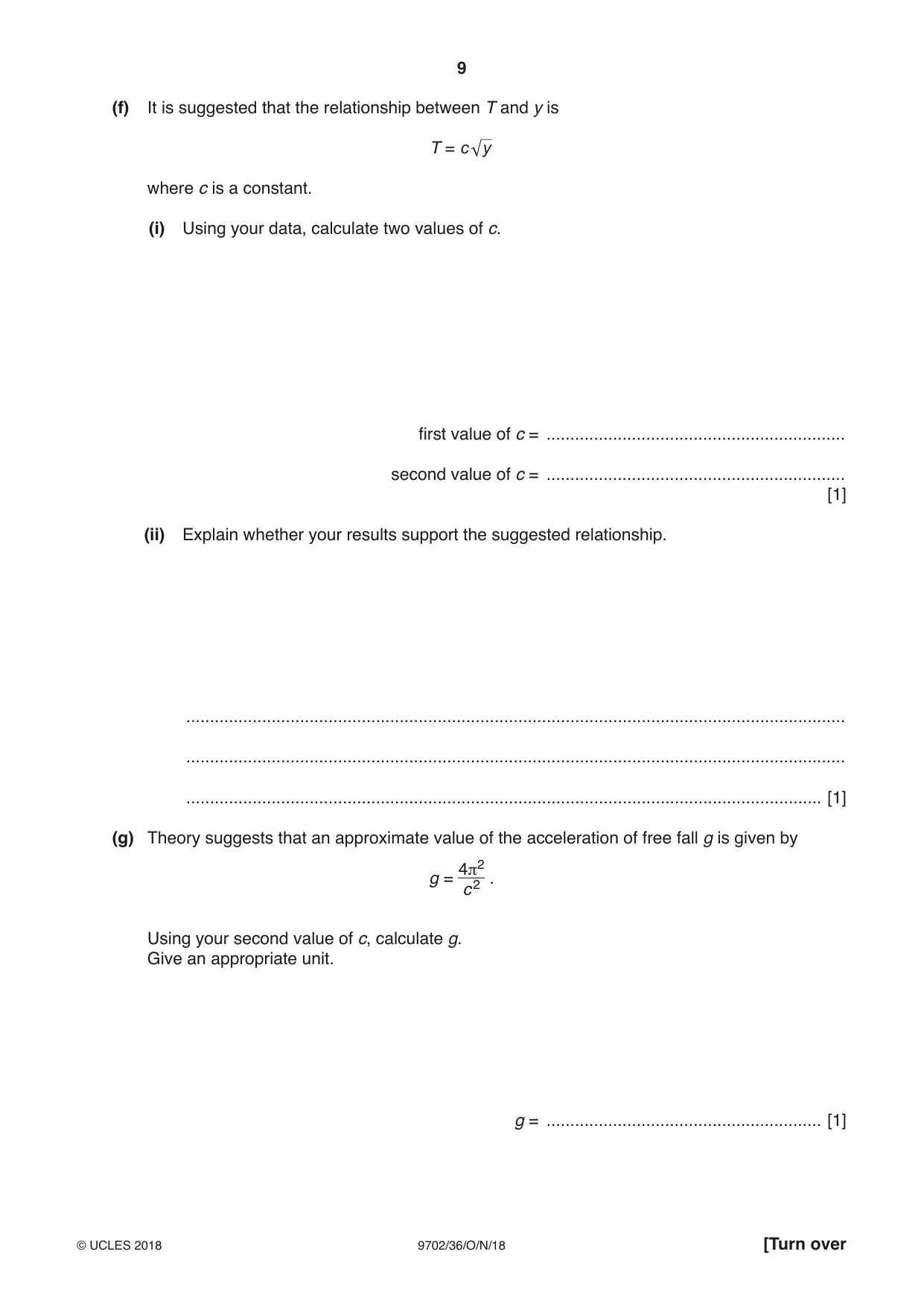 Cambridge A Level Physics 9702 2018 Oct/Nov Paper 3 · Variant 6 question paper, page 9 of 12