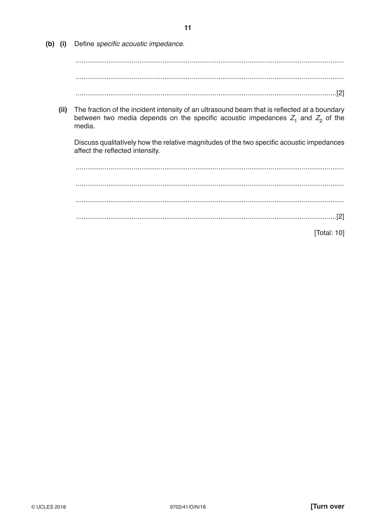 Cambridge A Level Physics 9702 2018 Oct/Nov Paper 4 · Variant 1 question paper, page 11 of 28