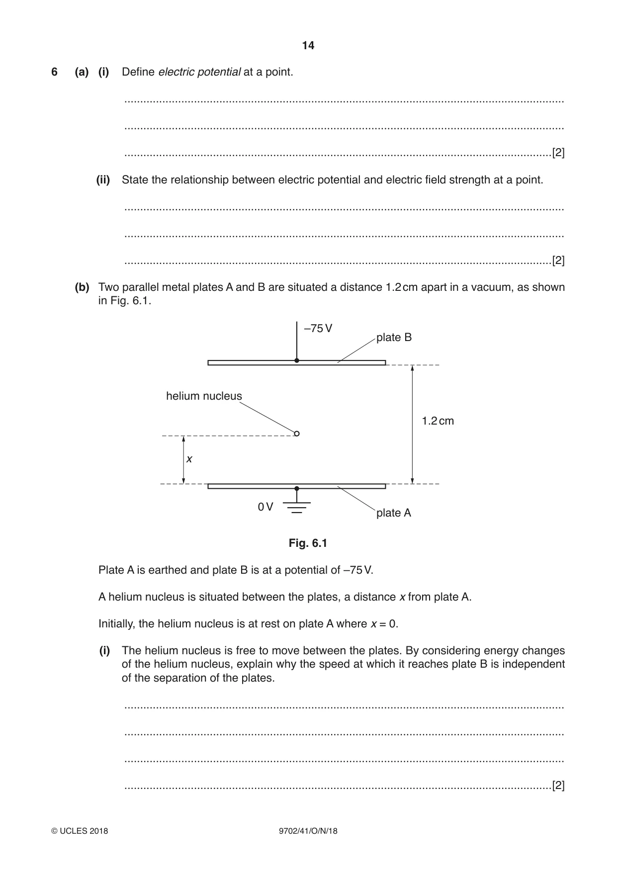Cambridge A Level Physics 9702 2018 Oct/Nov Paper 4 · Variant 1 question paper, page 14 of 28