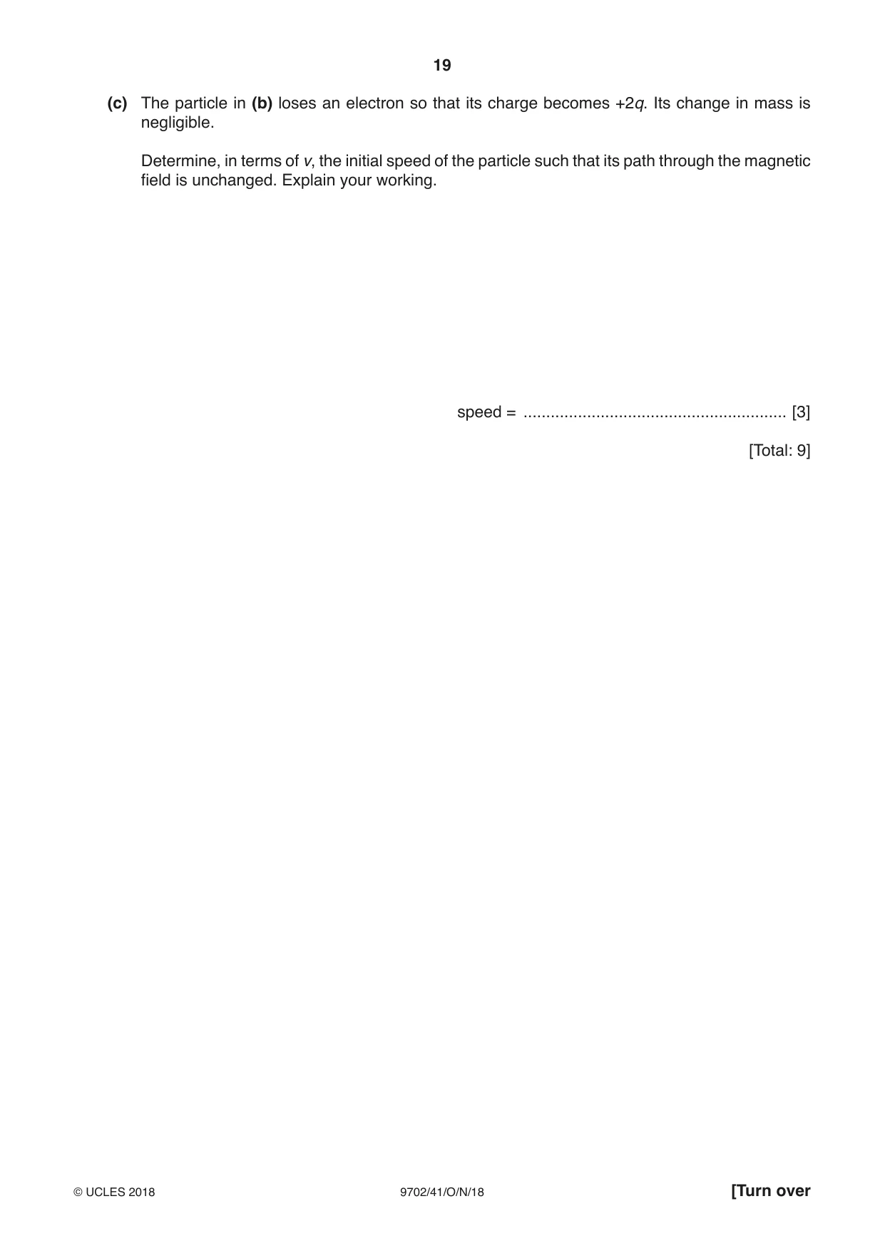 Cambridge A Level Physics 9702 2018 Oct/Nov Paper 4 · Variant 1 question paper, page 19 of 28
