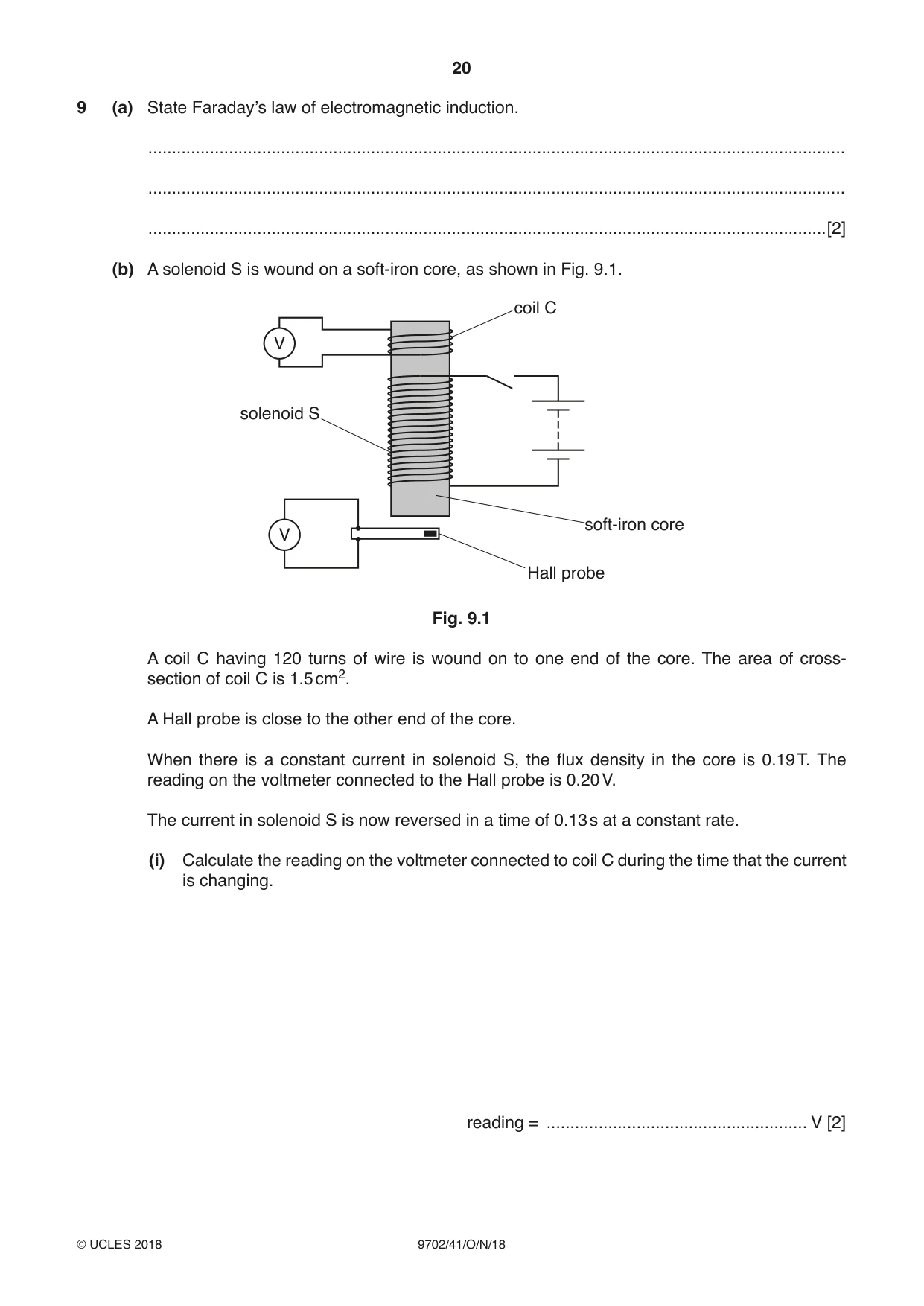 Cambridge A Level Physics 9702 2018 Oct/Nov Paper 4 · Variant 1 question paper, page 20 of 28