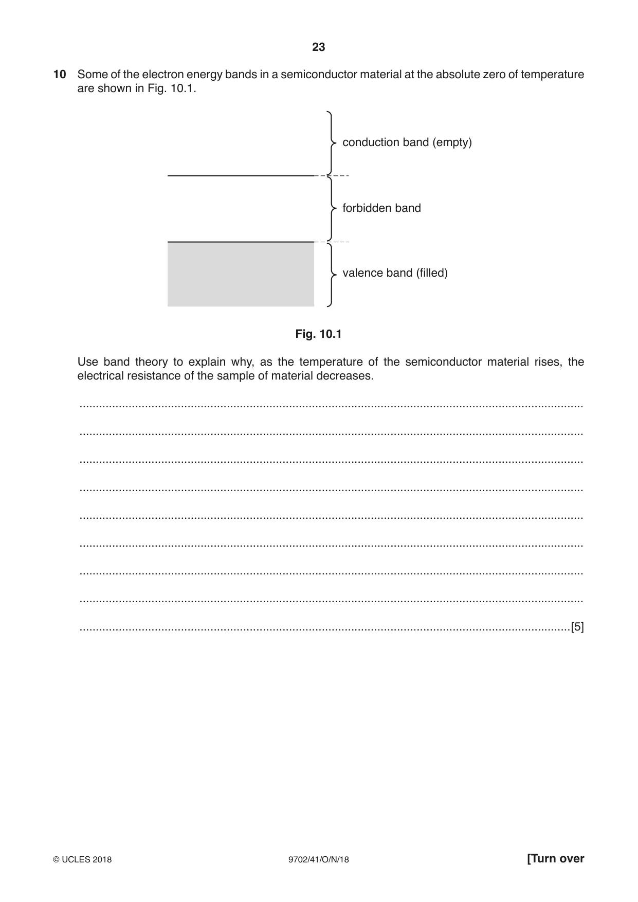 Cambridge A Level Physics 9702 2018 Oct/Nov Paper 4 · Variant 1 question paper, page 23 of 28