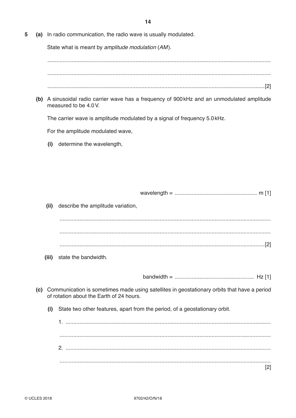 Cambridge A Level Physics 9702 2018 Oct/Nov Paper 4 · Variant 2 question paper, page 14 of 28