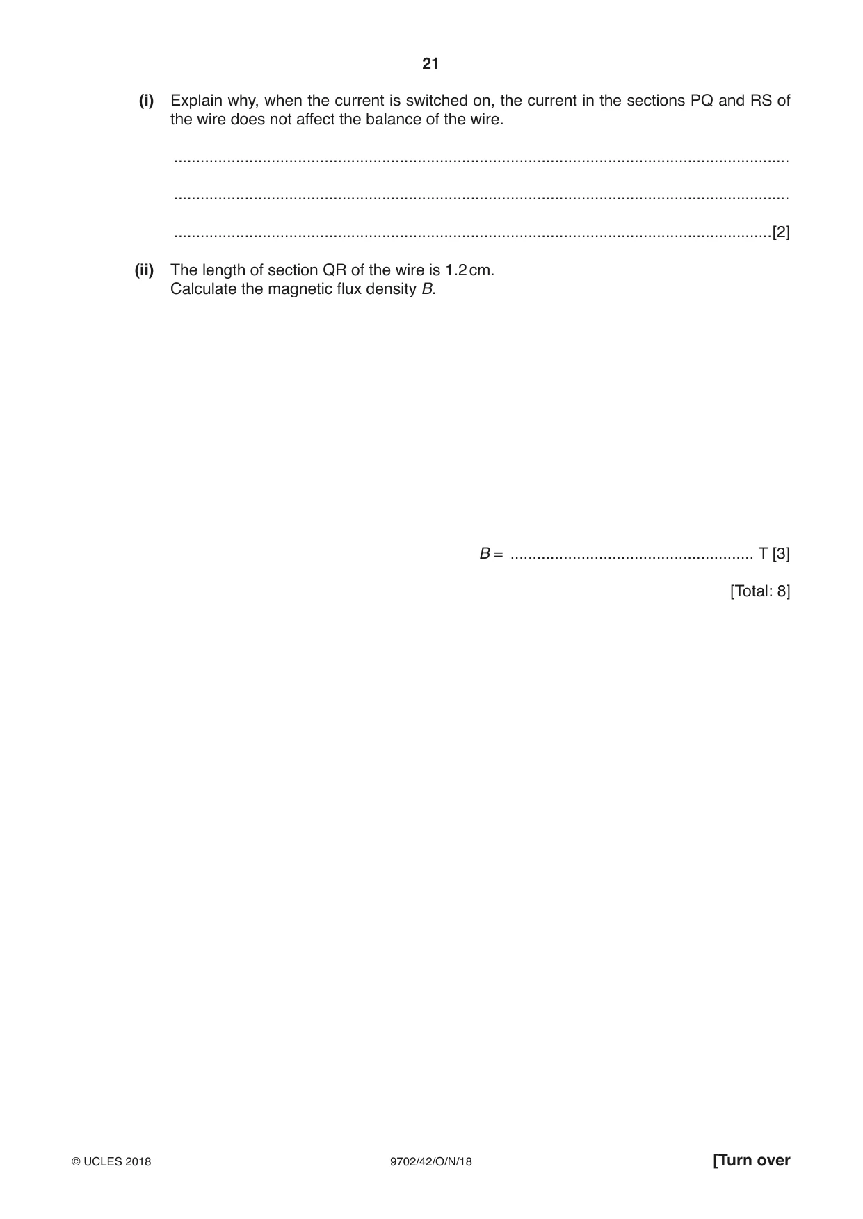 Cambridge A Level Physics 9702 2018 Oct/Nov Paper 4 · Variant 2 question paper, page 21 of 28