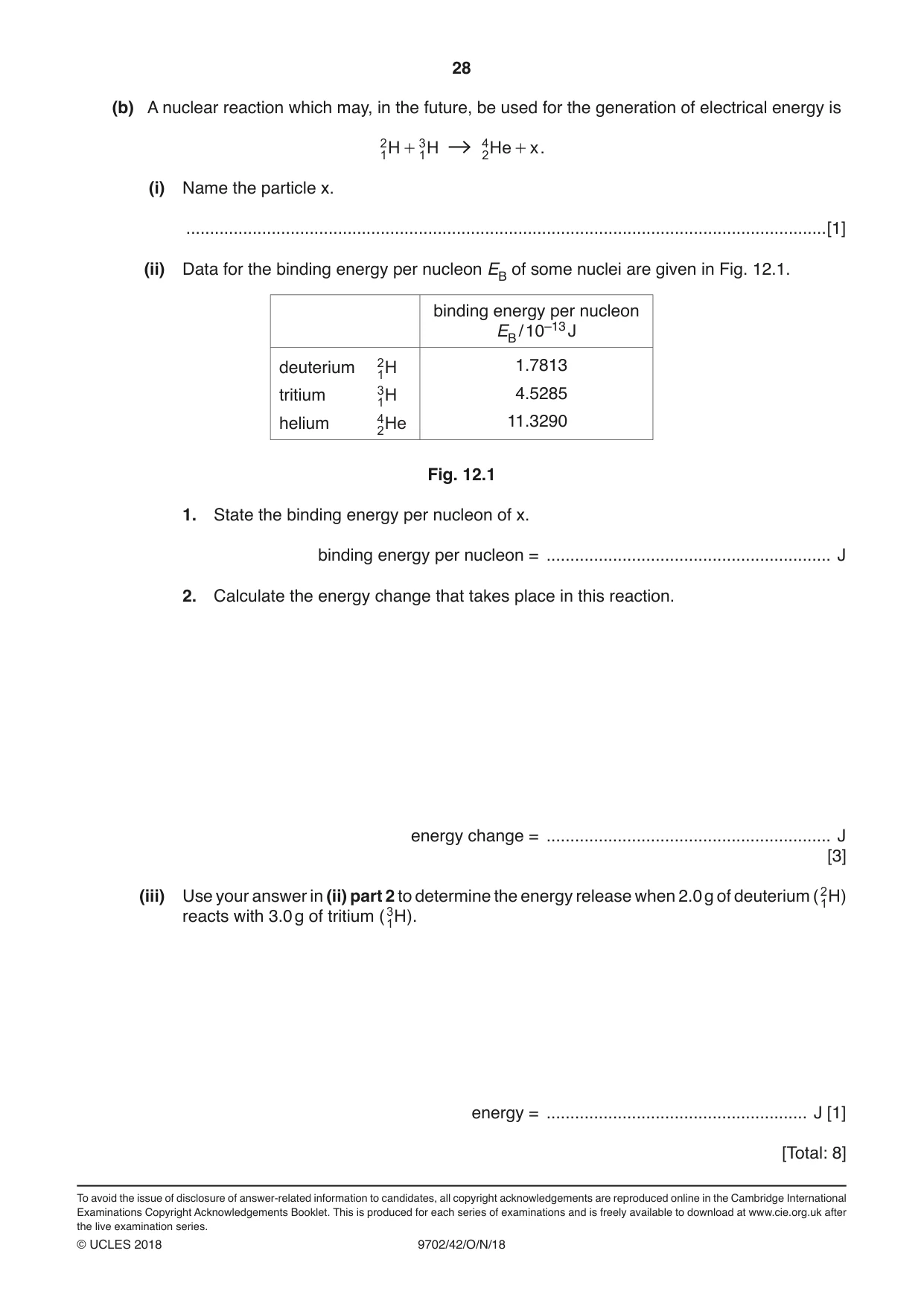 Cambridge A Level Physics 9702 2018 Oct/Nov Paper 4 · Variant 2 question paper, page 28 of 28