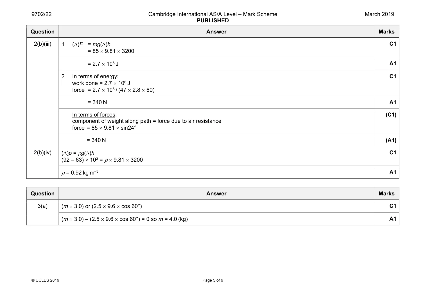 Mark scheme, page 5 of 9