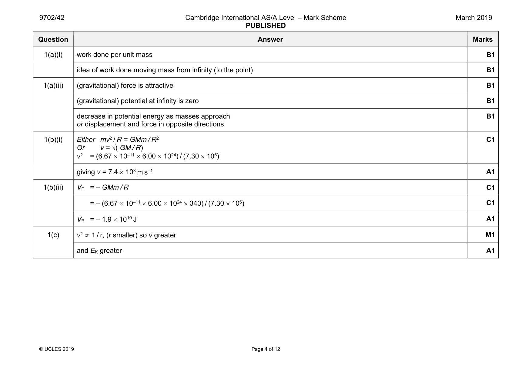 Mark scheme, page 4 of 12