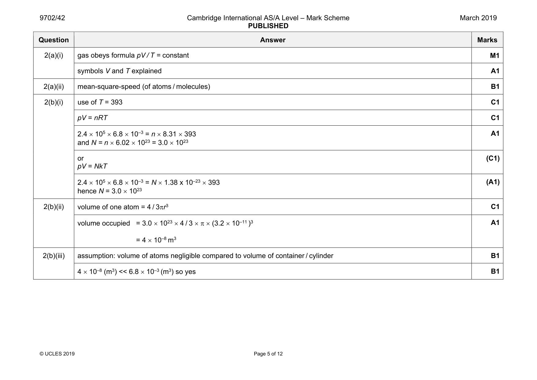 Mark scheme, page 5 of 12
