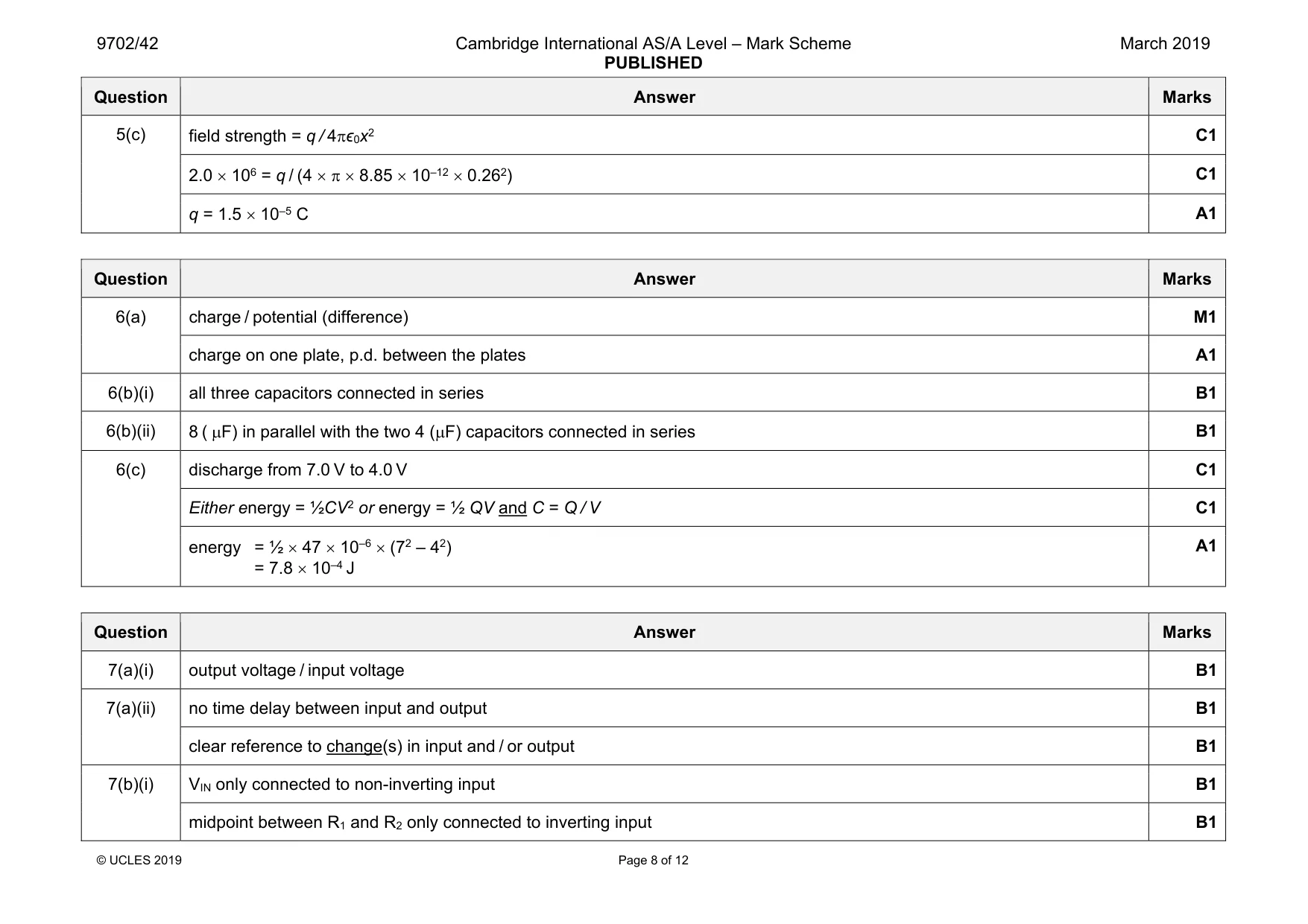 Mark scheme, page 8 of 12