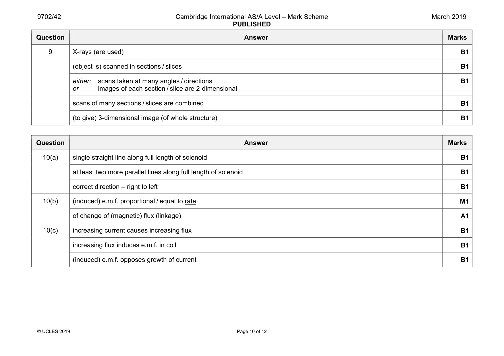 Mark scheme, page 10 of 12