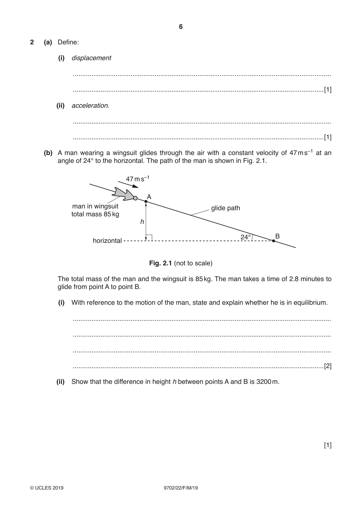 Cambridge A Level Physics 9702 2019 Feb/March Paper 2 · Variant 2 question paper, page 6 of 16