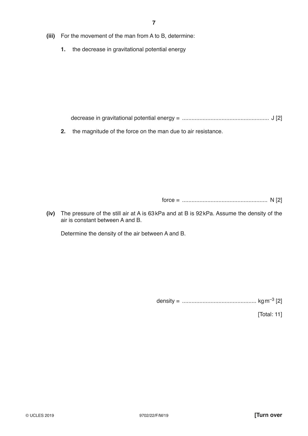 Cambridge A Level Physics 9702 2019 Feb/March Paper 2 · Variant 2 question paper, page 7 of 16
