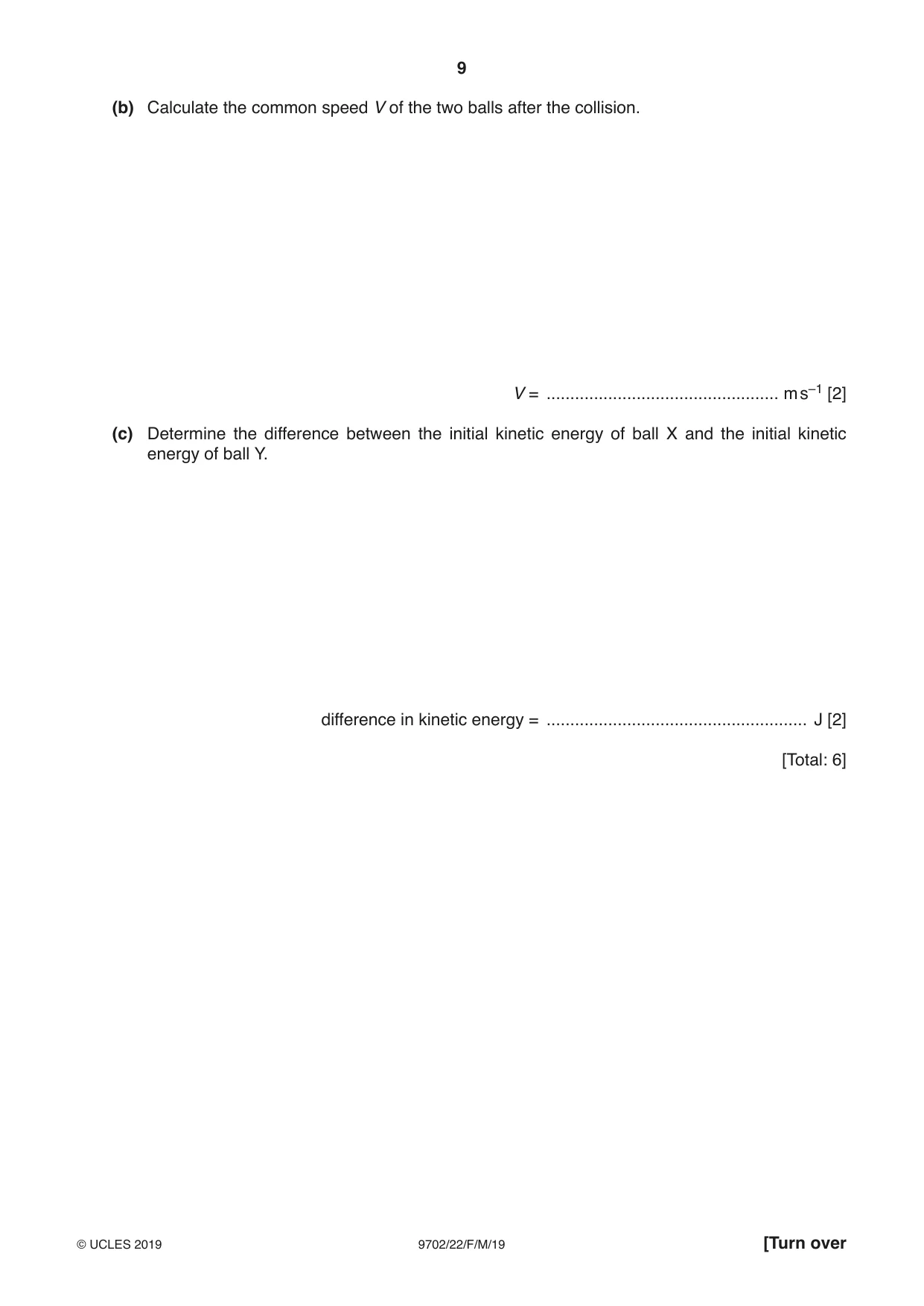 Cambridge A Level Physics 9702 2019 Feb/March Paper 2 · Variant 2 question paper, page 9 of 16