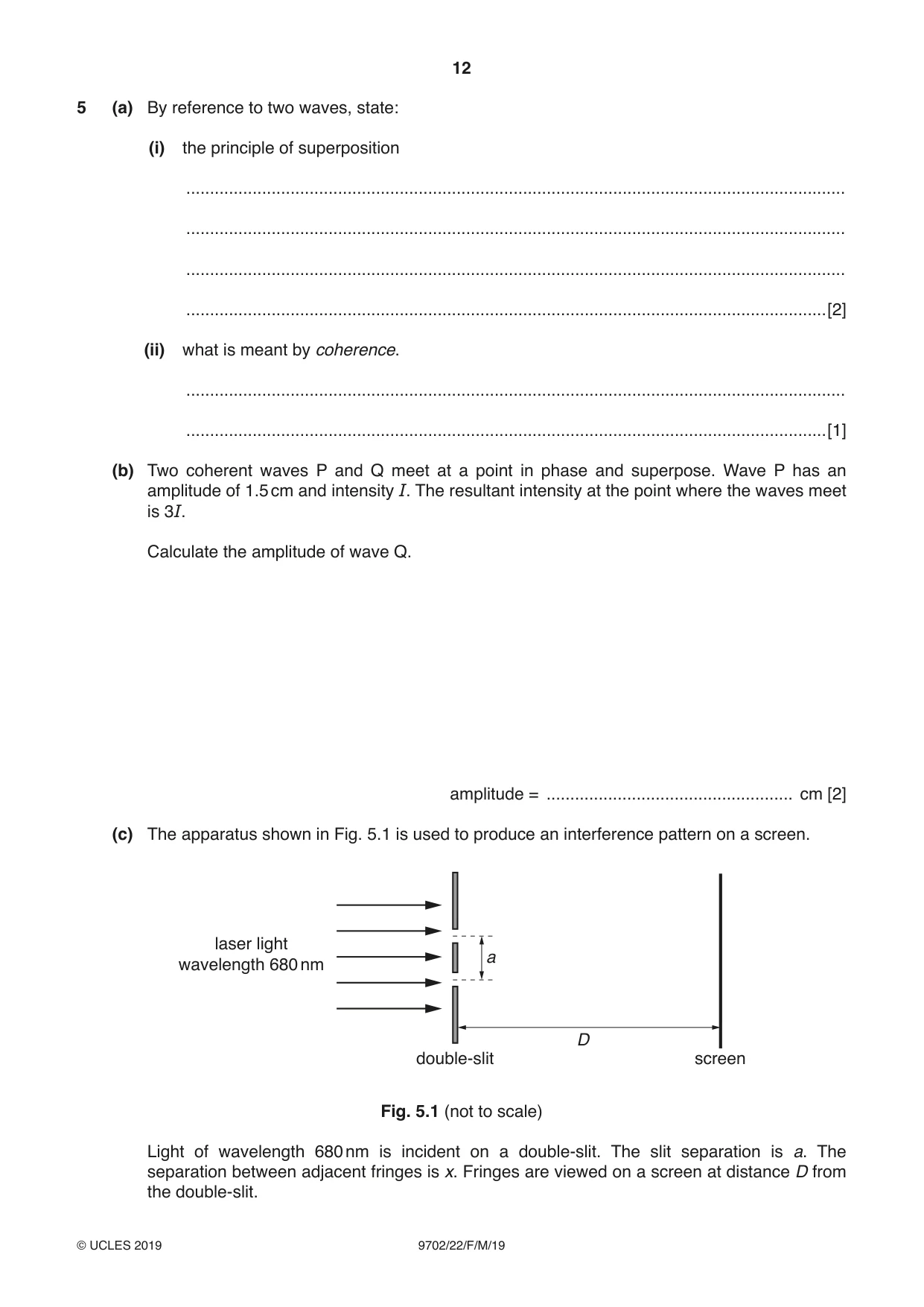 Cambridge A Level Physics 9702 2019 Feb/March Paper 2 · Variant 2 question paper, page 12 of 16