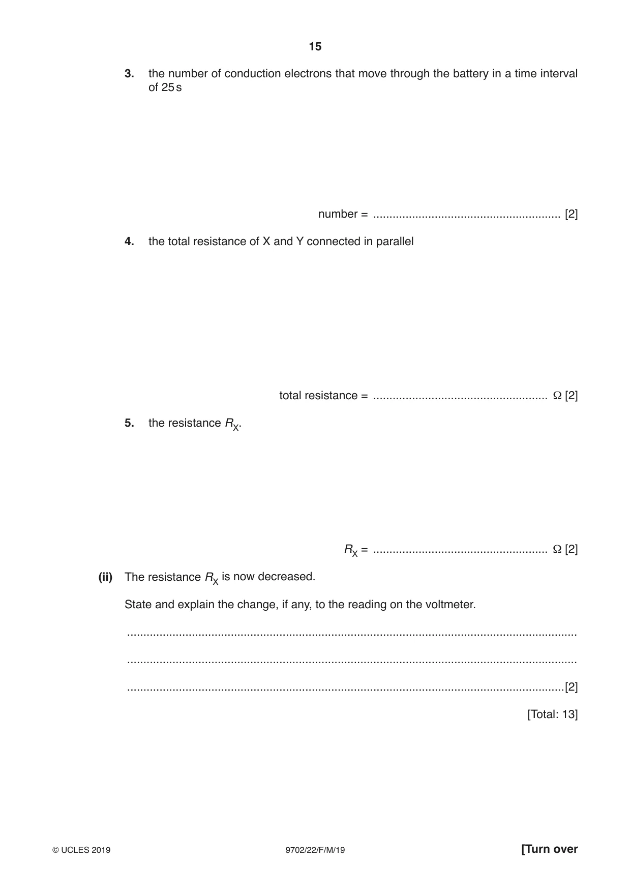 Cambridge A Level Physics 9702 2019 Feb/March Paper 2 · Variant 2 question paper, page 15 of 16