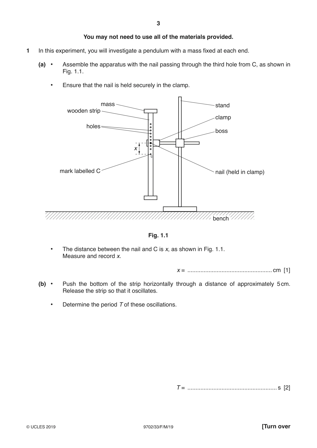 Cambridge A Level Physics 9702 2019 Feb/March Paper 3 · Variant 3 question paper, page 3 of 12