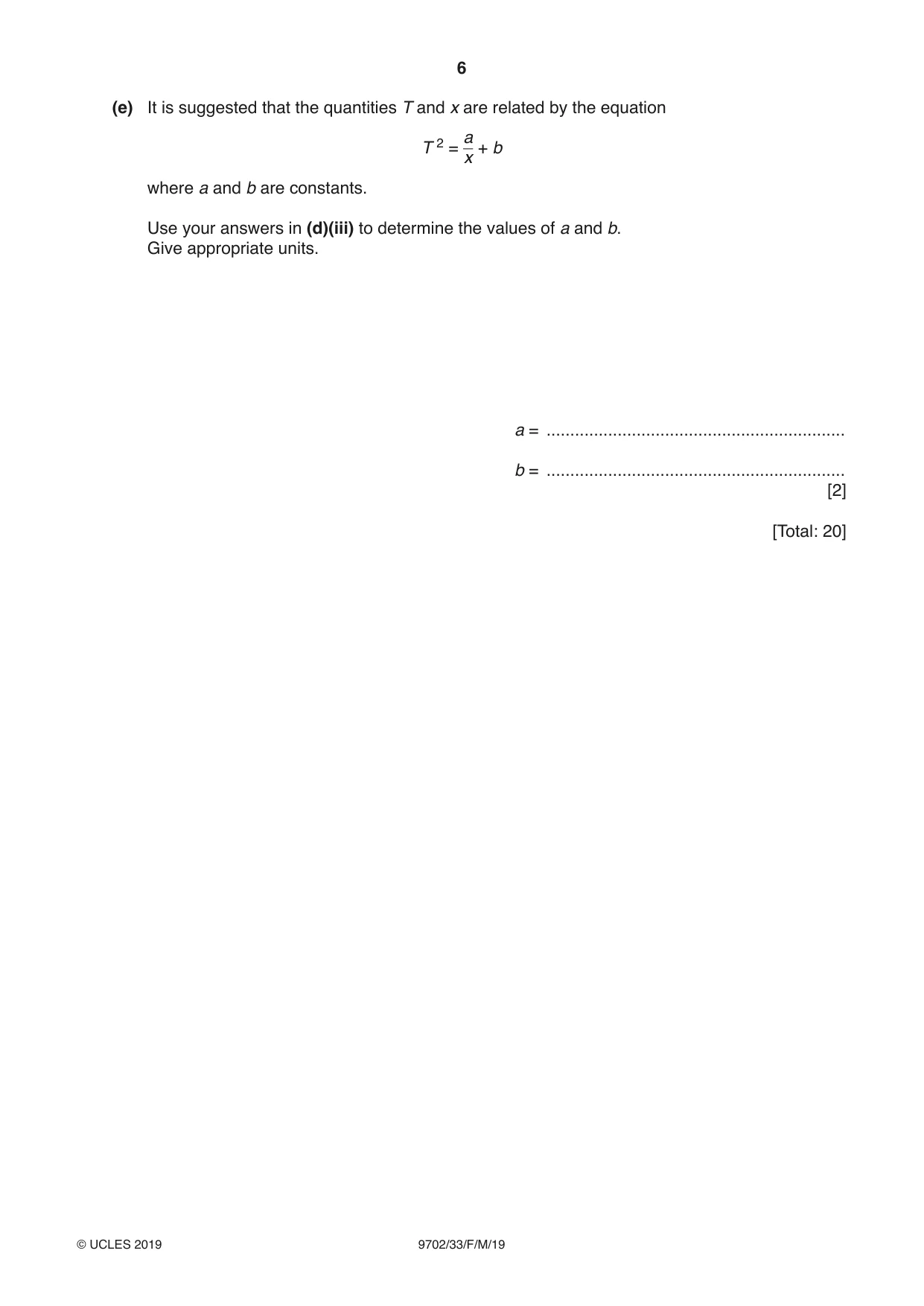 Cambridge A Level Physics 9702 2019 Feb/March Paper 3 · Variant 3 question paper, page 6 of 12