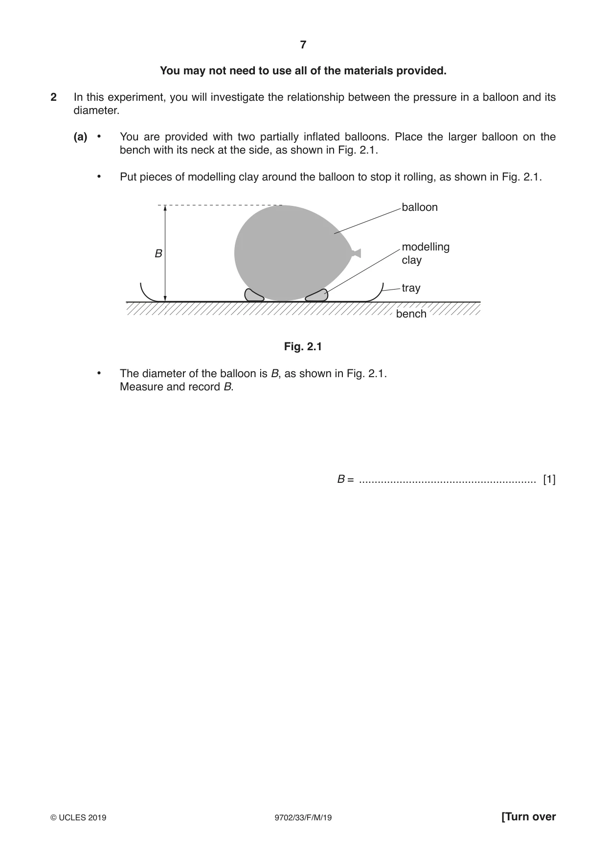 Cambridge A Level Physics 9702 2019 Feb/March Paper 3 · Variant 3 question paper, page 7 of 12