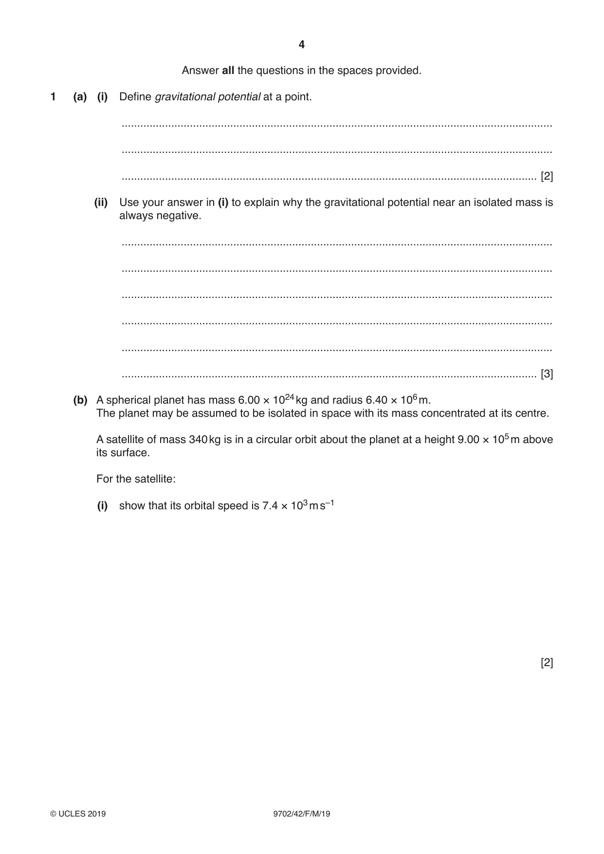 Cambridge A Level Physics 9702 2019 Feb/March Paper 4 · Variant 2 question paper, page 4 of 24