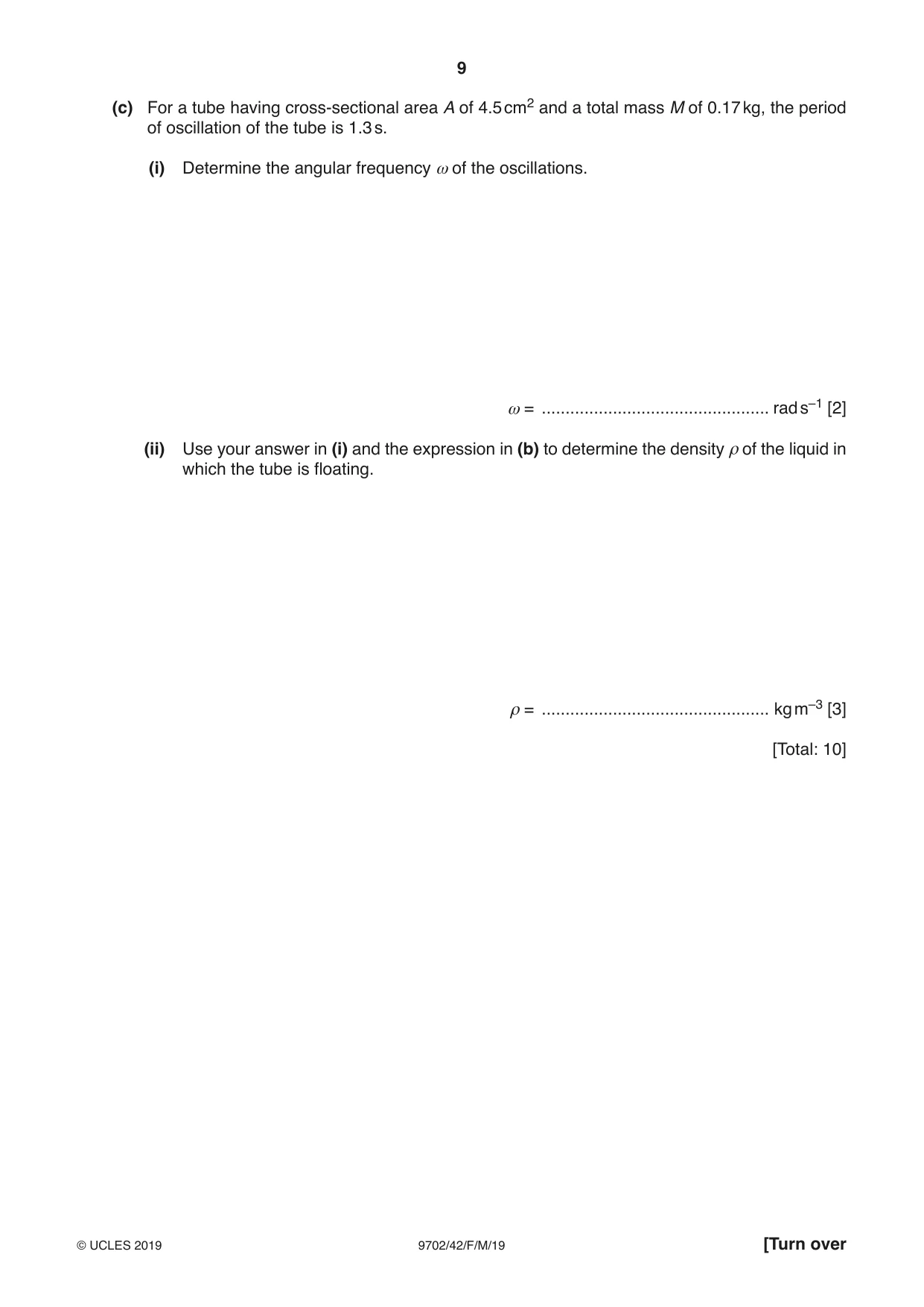 Cambridge A Level Physics 9702 2019 Feb/March Paper 4 · Variant 2 question paper, page 9 of 24