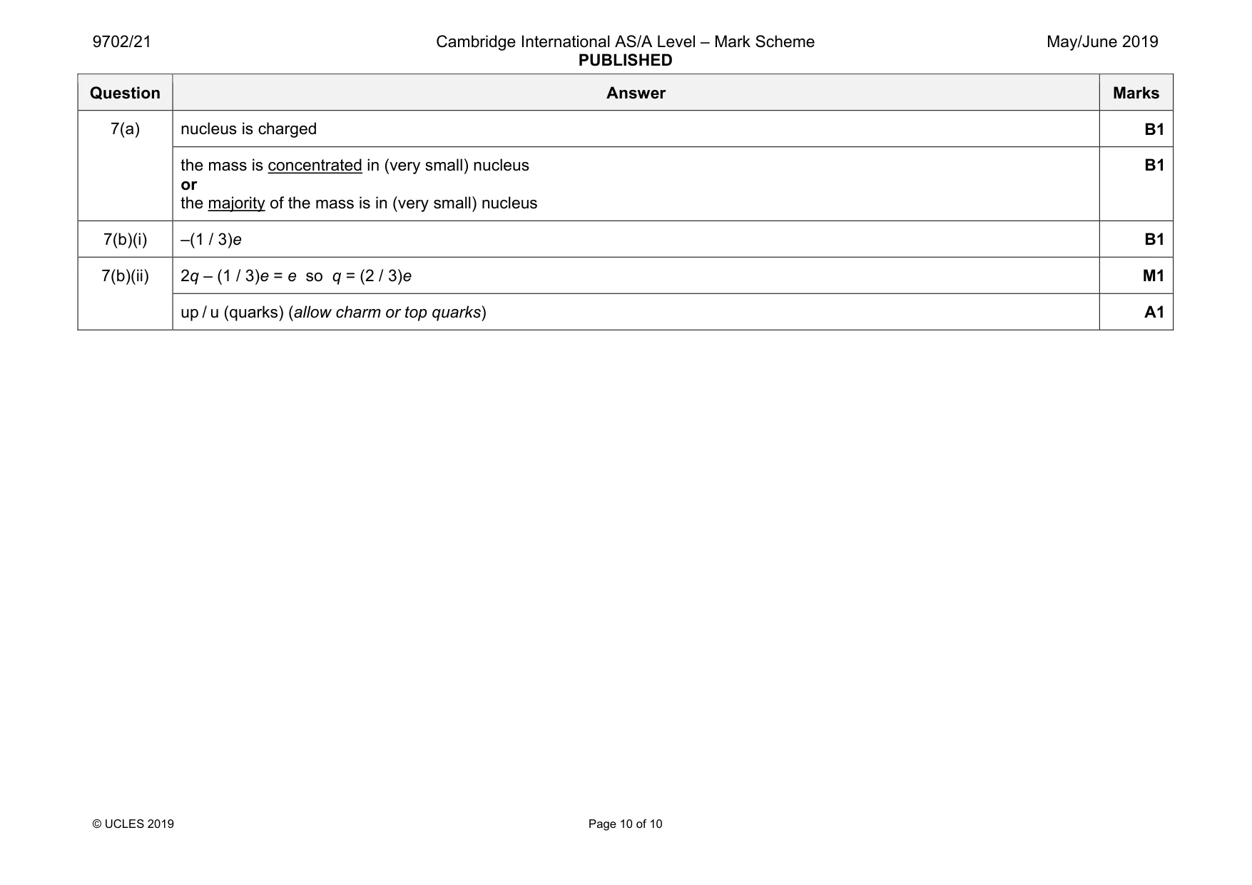 Mark scheme, page 10 of 10