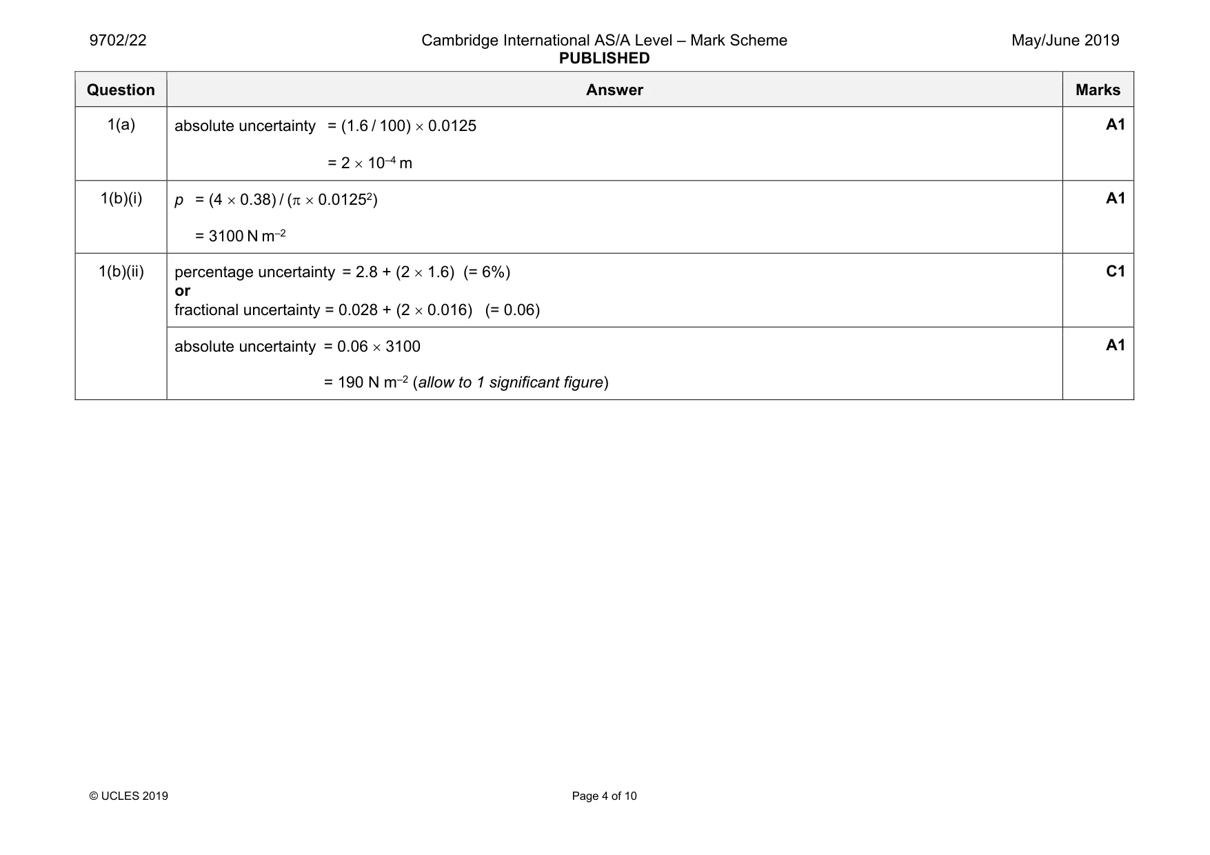 Mark scheme, page 4 of 10