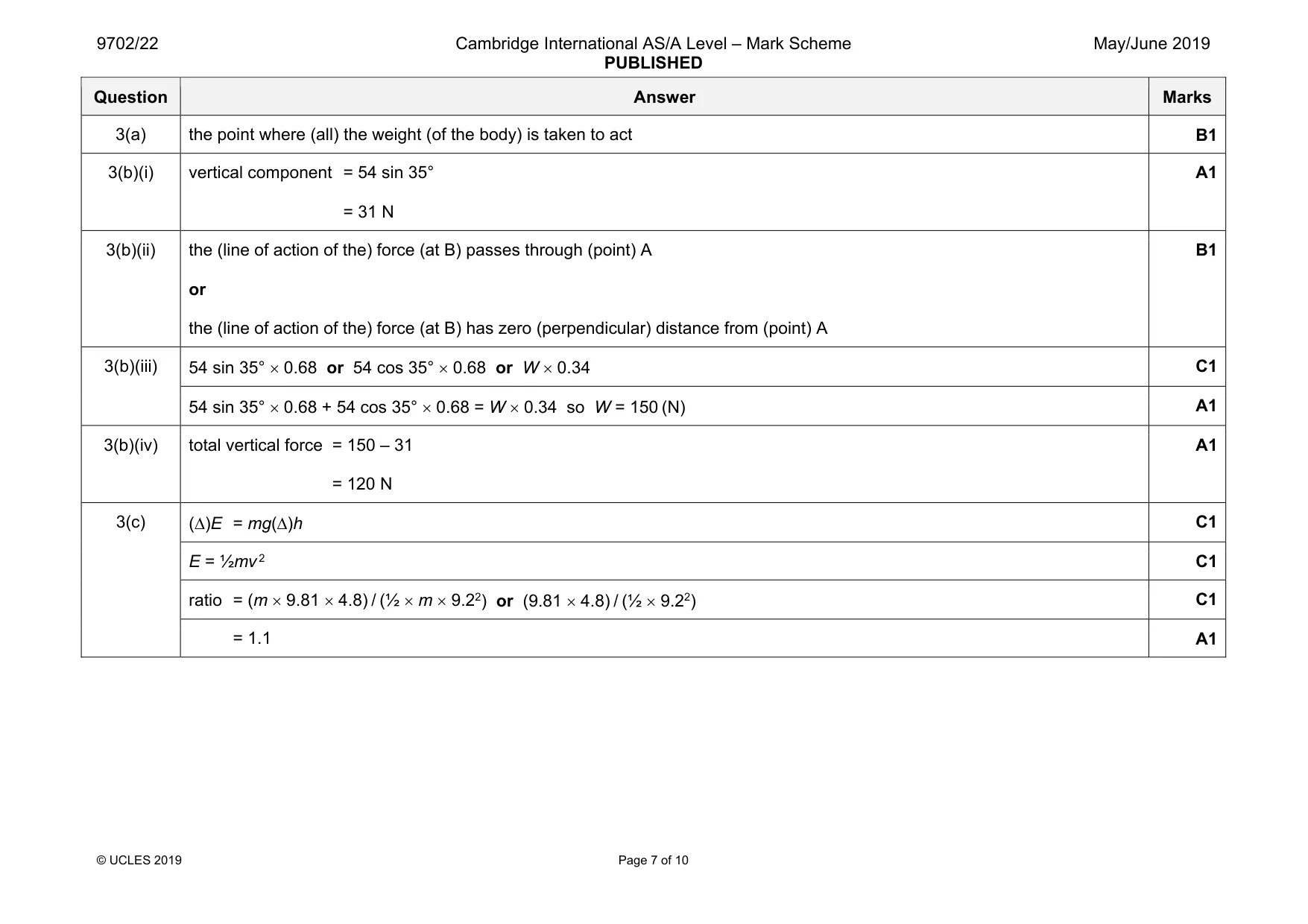 Mark scheme, page 7 of 10