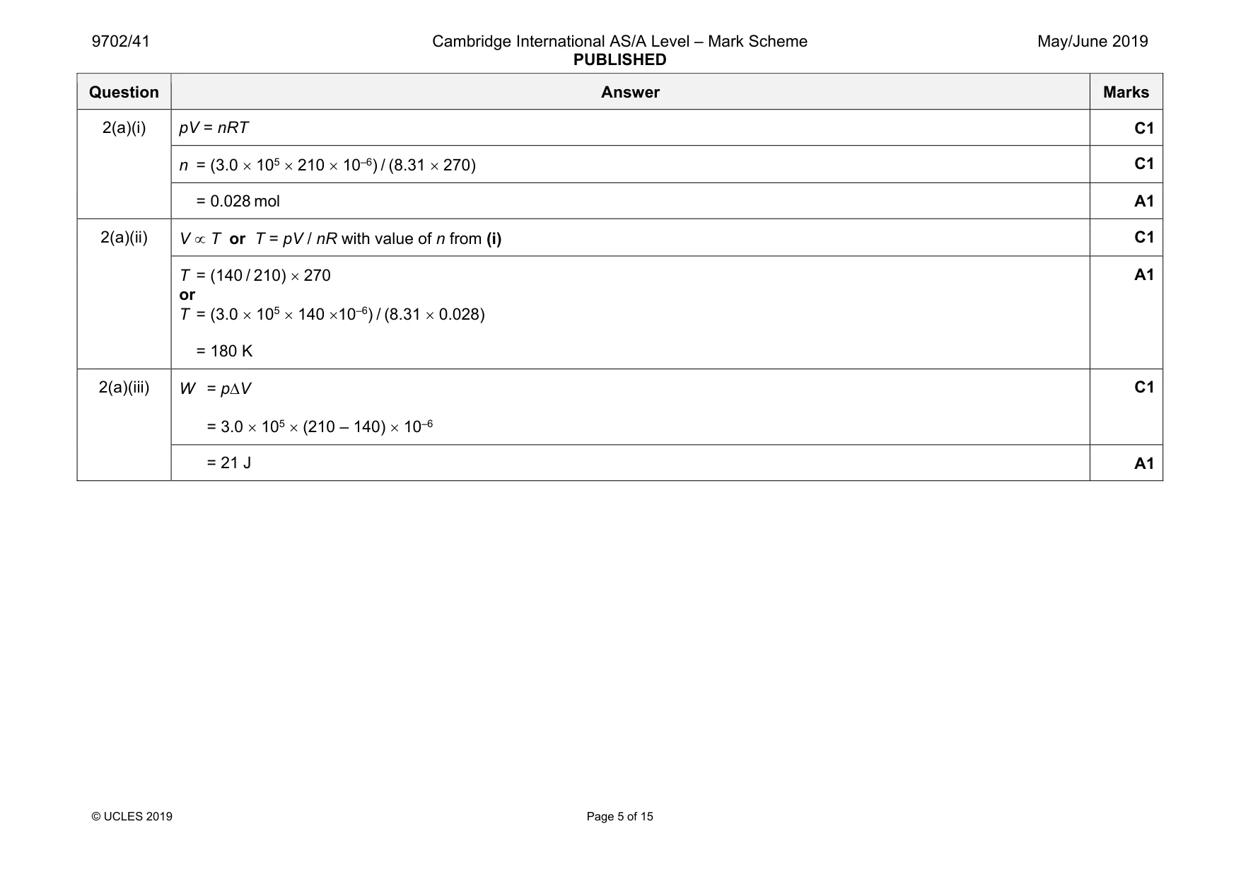 Mark scheme, page 5 of 15