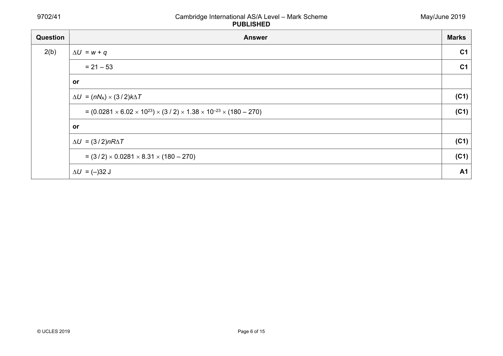 Mark scheme, page 6 of 15