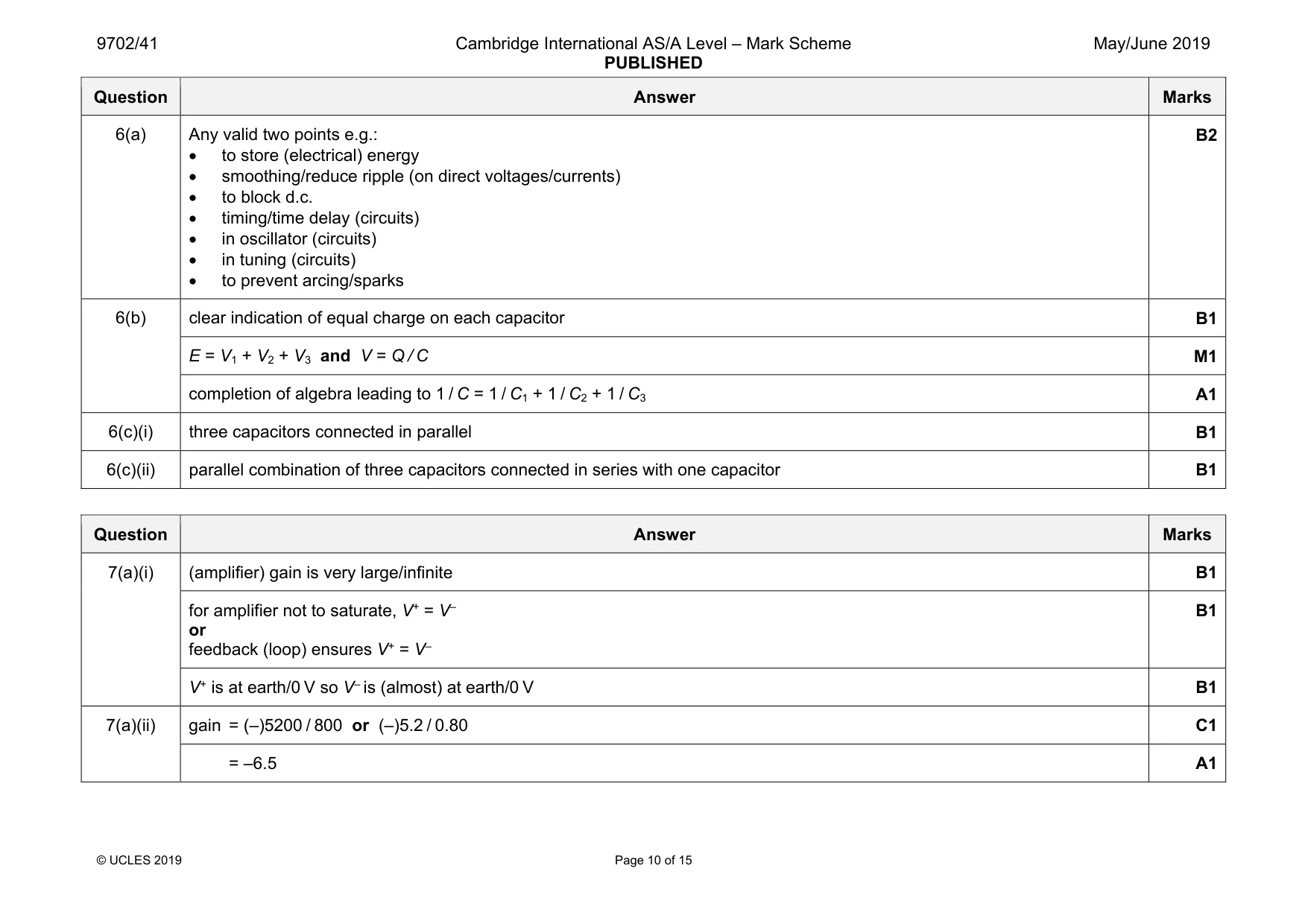 Mark scheme, page 10 of 15