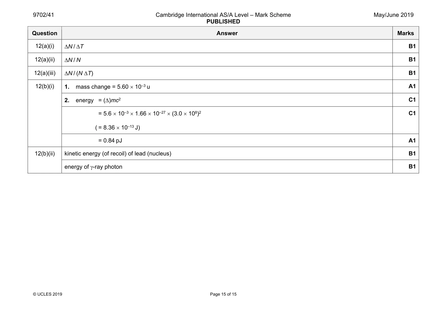 Mark scheme, page 15 of 15