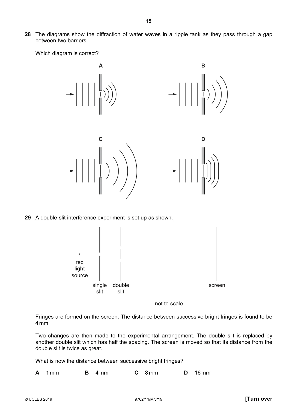 Cambridge A Level Physics 9702 2019 May/June Paper 1 · Variant 1 question paper, page 15 of 20