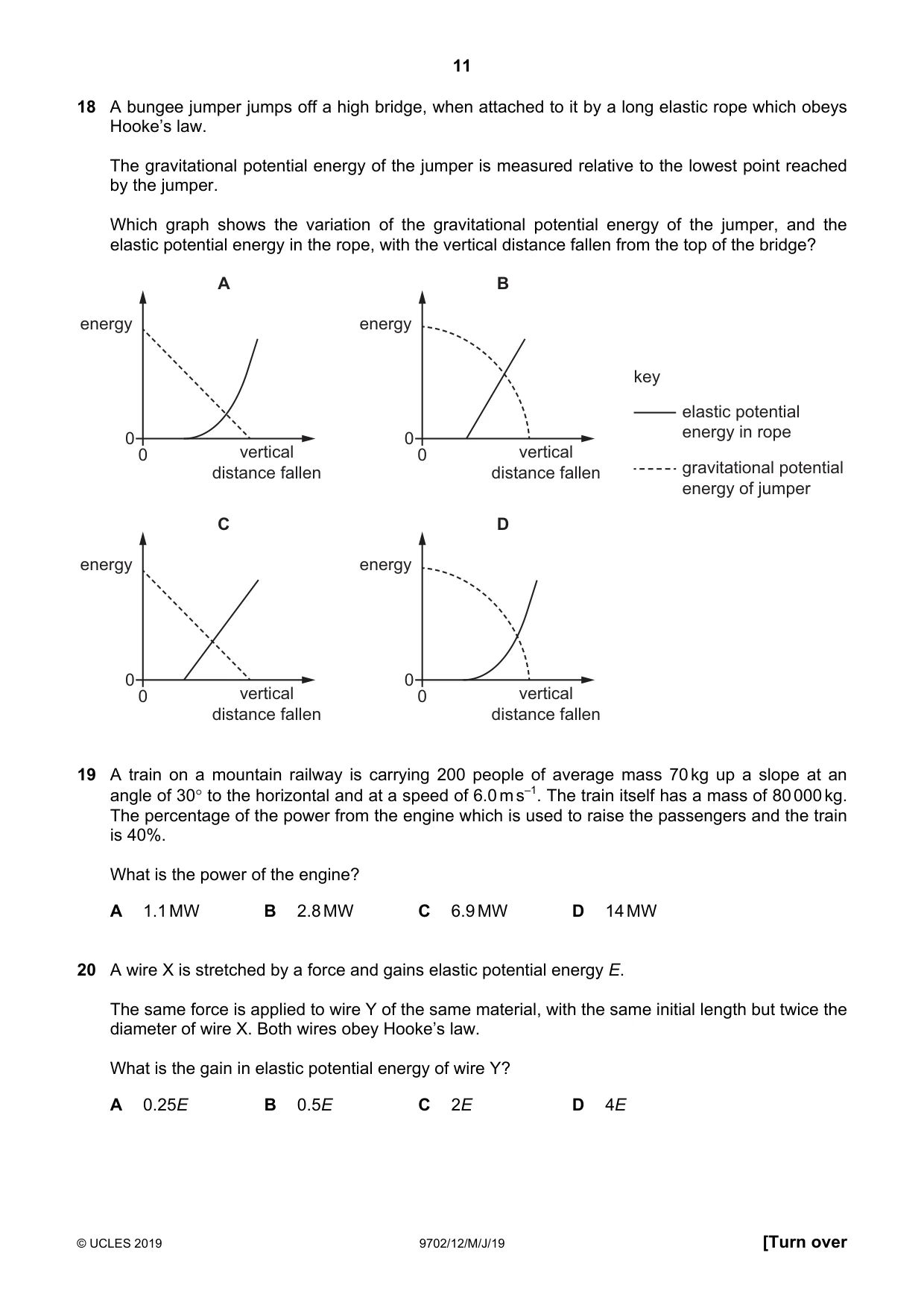 Cambridge A Level Physics 9702 2019 May/June Paper 1 · Variant 2 question paper, page 11 of 24