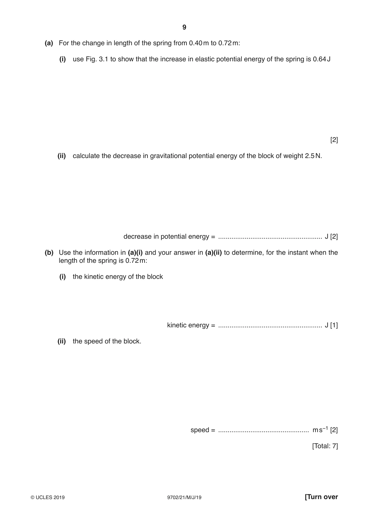 Cambridge A Level Physics 9702 2019 May/June Paper 2 · Variant 1 question paper, page 9 of 16