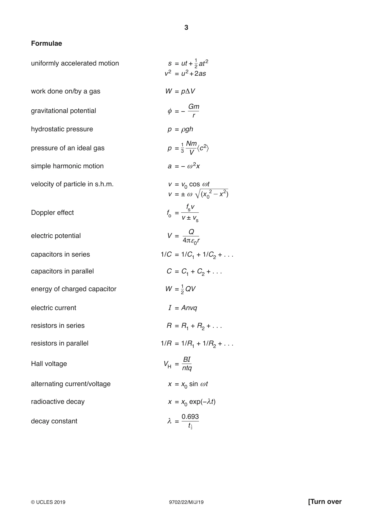 Cambridge A Level Physics 9702 2019 May/June Paper 2 · Variant 2 question paper, page 3 of 16