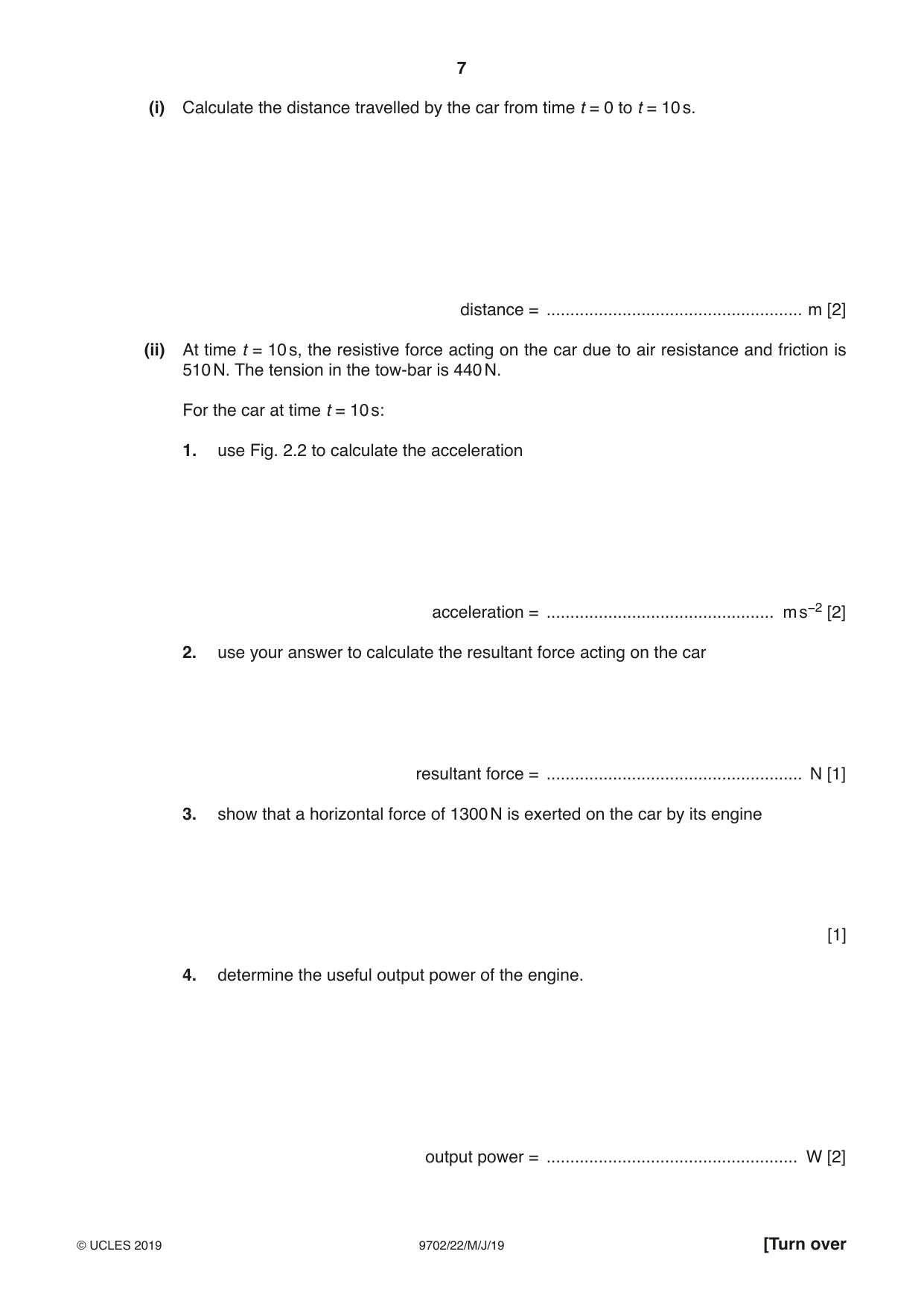 Cambridge A Level Physics 9702 2019 May/June Paper 2 · Variant 2 question paper, page 7 of 16