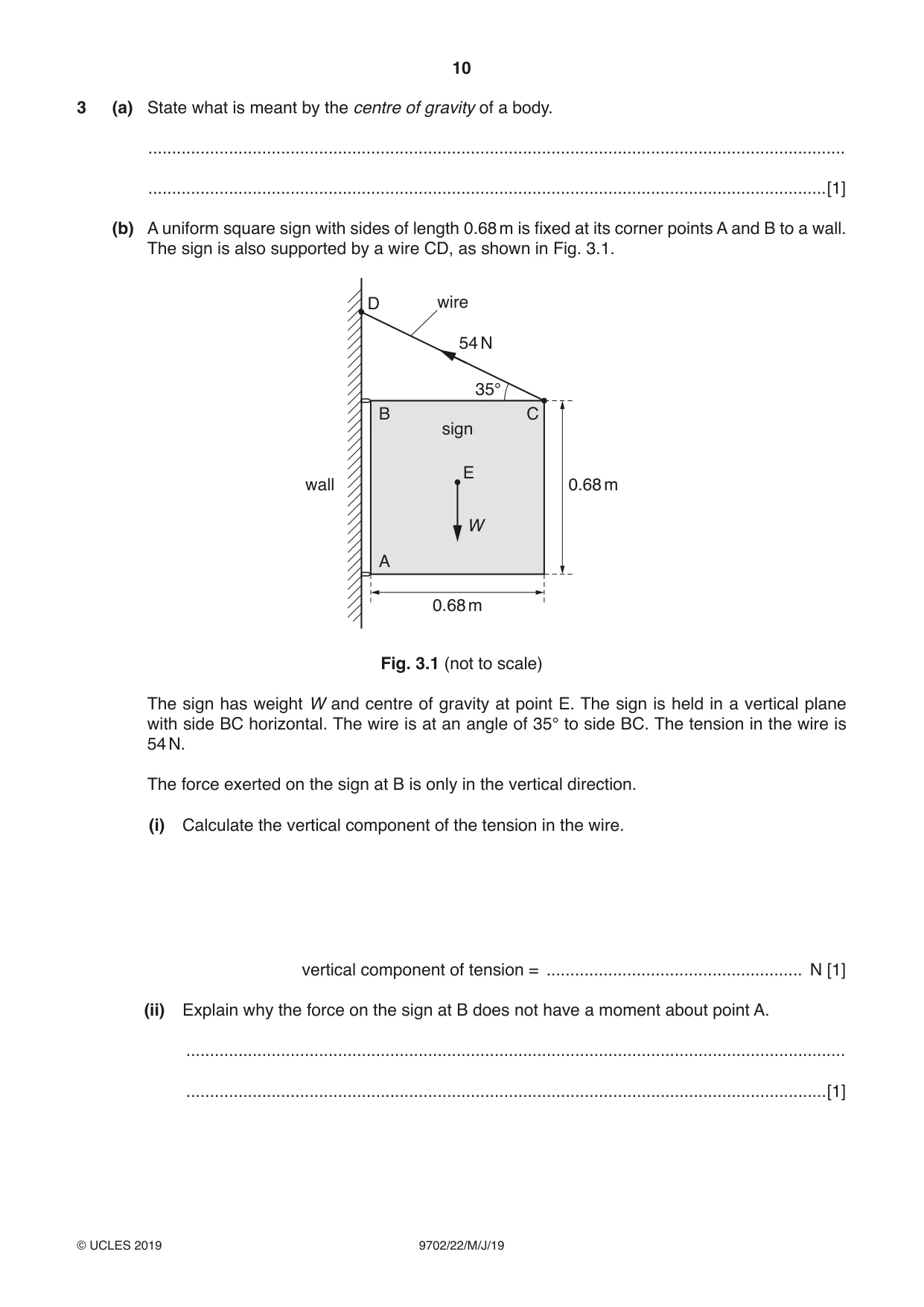 Cambridge A Level Physics 9702 2019 May/June Paper 2 · Variant 2 question paper, page 10 of 16
