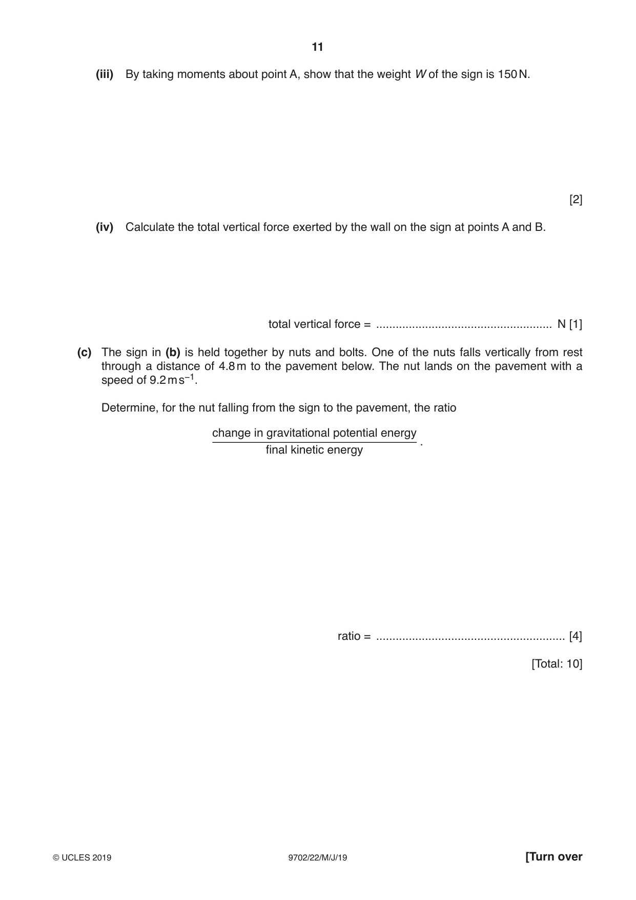 Cambridge A Level Physics 9702 2019 May/June Paper 2 · Variant 2 question paper, page 11 of 16
