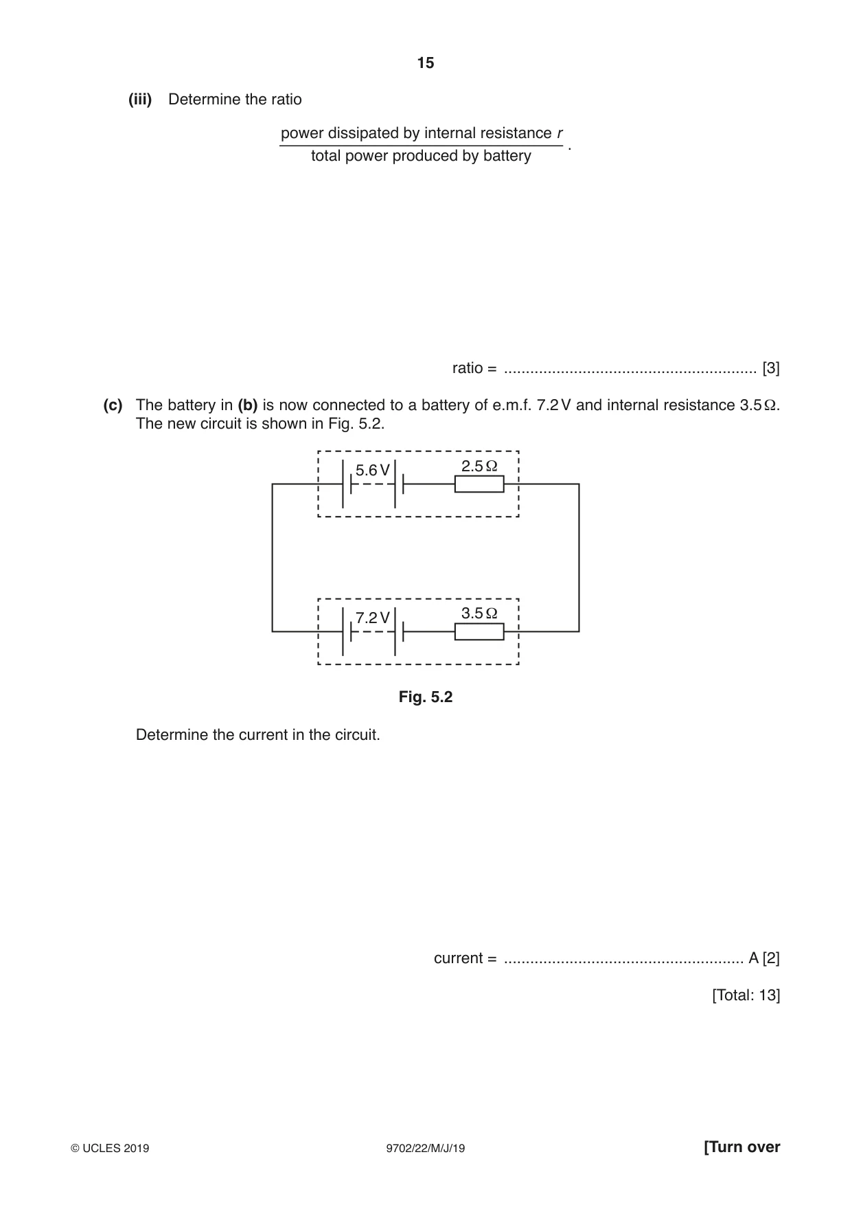 Cambridge A Level Physics 9702 2019 May/June Paper 2 · Variant 2 question paper, page 15 of 16