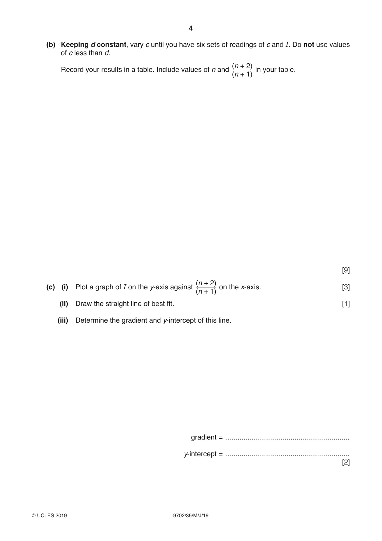 Cambridge A Level Physics 9702 2019 May/June Paper 3 · Variant 5 question paper, page 4 of 12