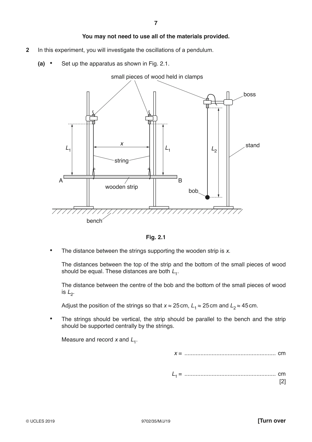Cambridge A Level Physics 9702 2019 May/June Paper 3 · Variant 5 question paper, page 7 of 12