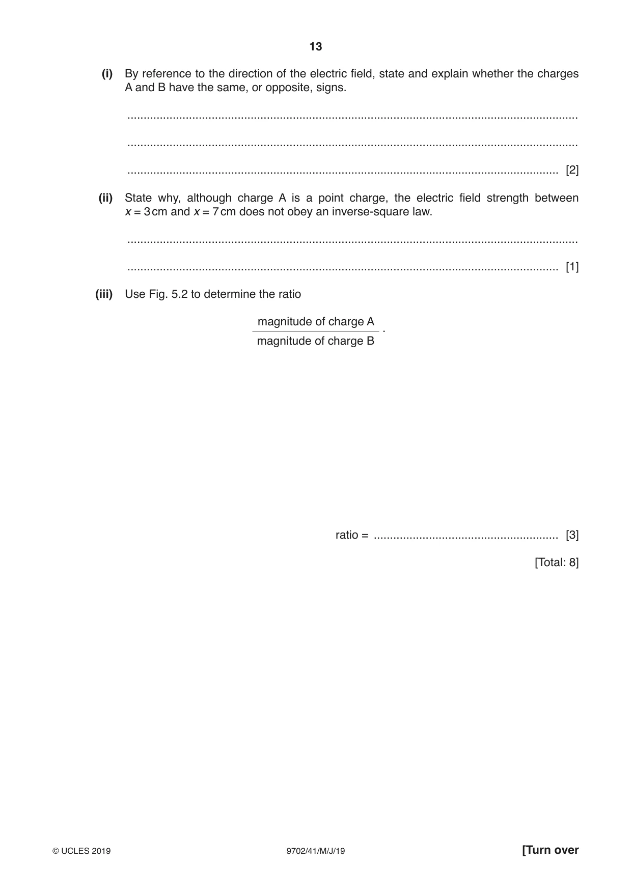 Cambridge A Level Physics 9702 2019 May/June Paper 4 · Variant 1 question paper, page 13 of 28