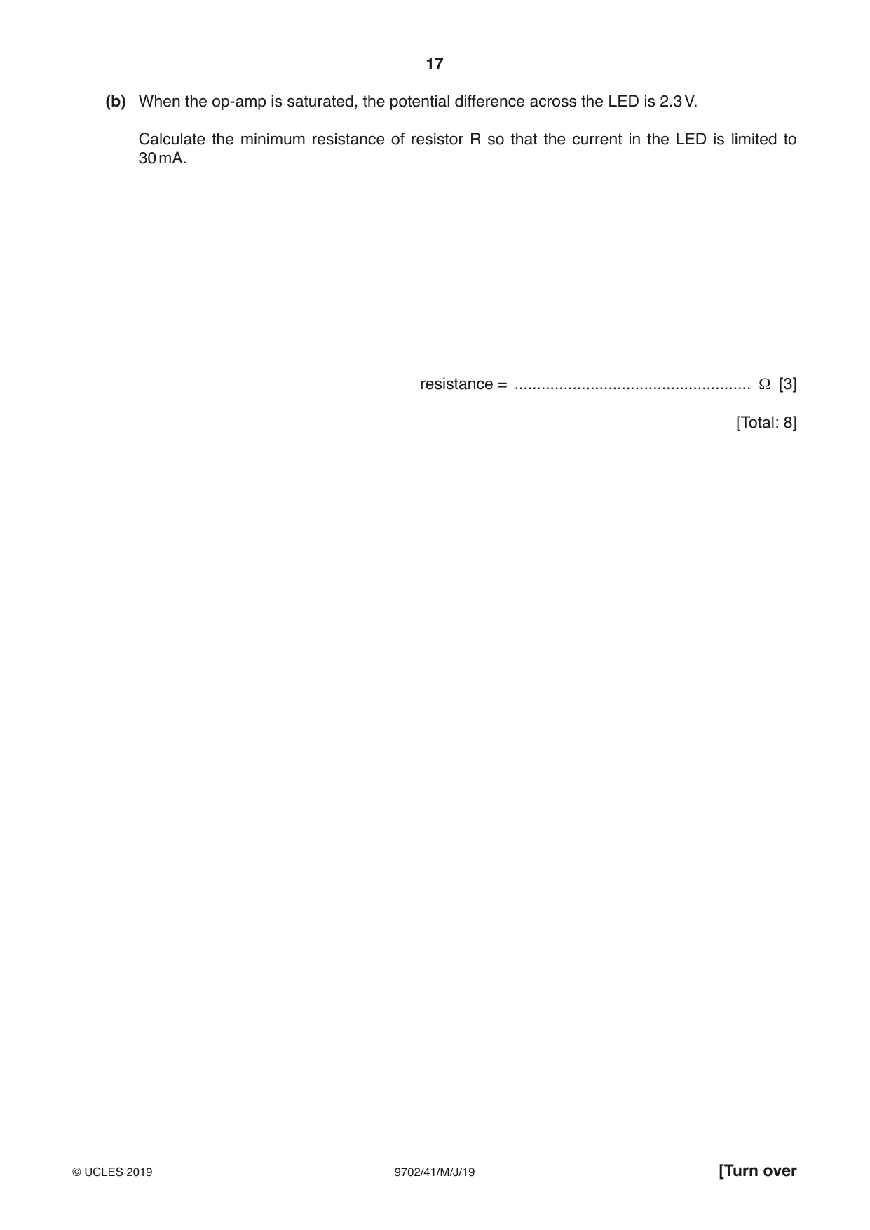 Cambridge A Level Physics 9702 2019 May/June Paper 4 · Variant 1 question paper, page 17 of 28